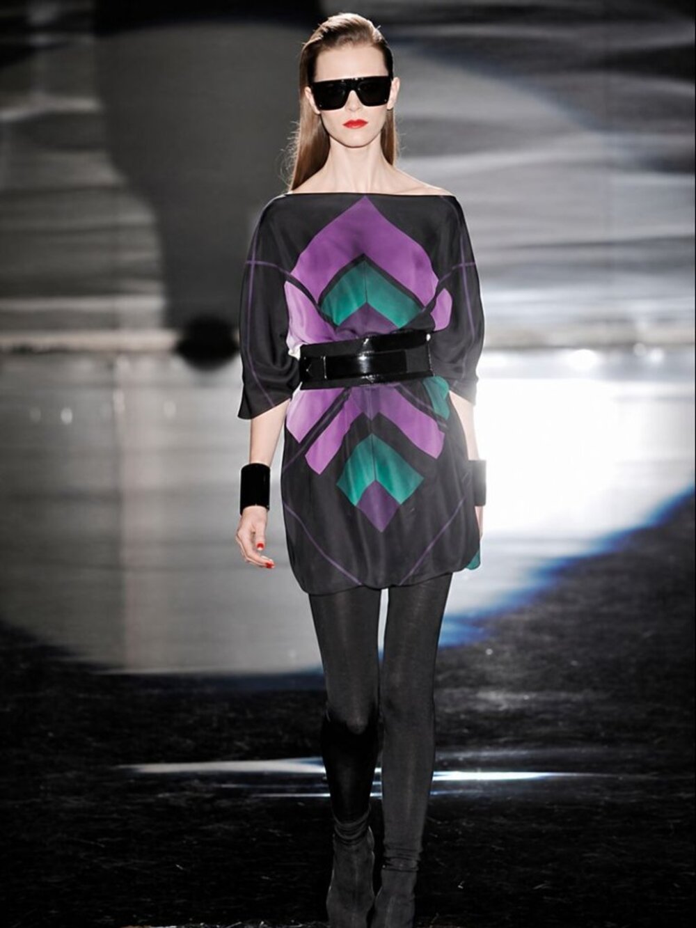 Vintage Gucci Silk Dress Runway FW 2009 Geometric Print Mini Dress S/M